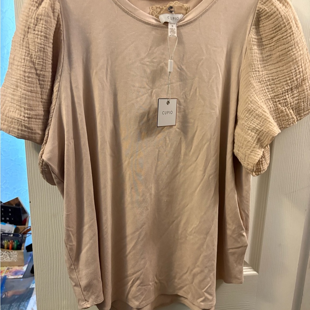 Cupio Beige Short Sleeve Top - Picture 3 of 11